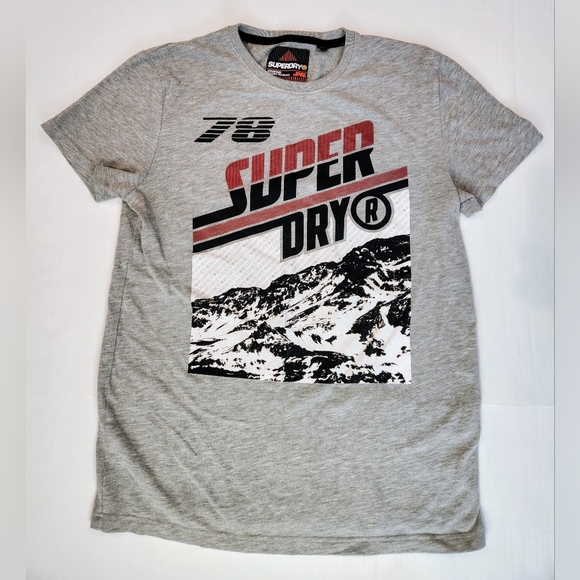 Superdry The Orange Label Tee Co Mens L Gray Crew Neck T Shirt Short Sleeve EUC - Picture 1 of 11